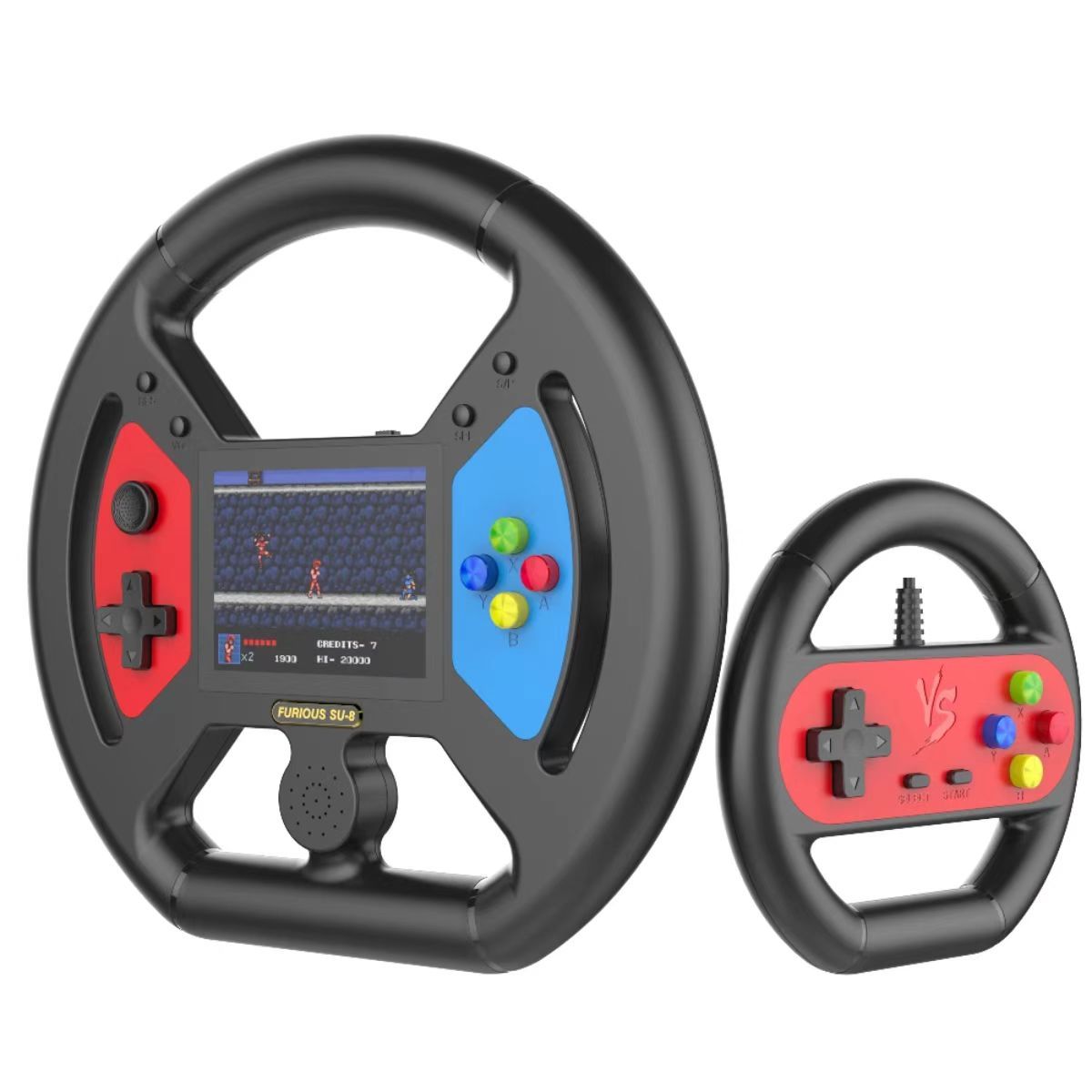 One factory  New SU-8 handheld game console 999 in one nostalgic gaming 3.5-inch large screen cool steering wheel design handheld device