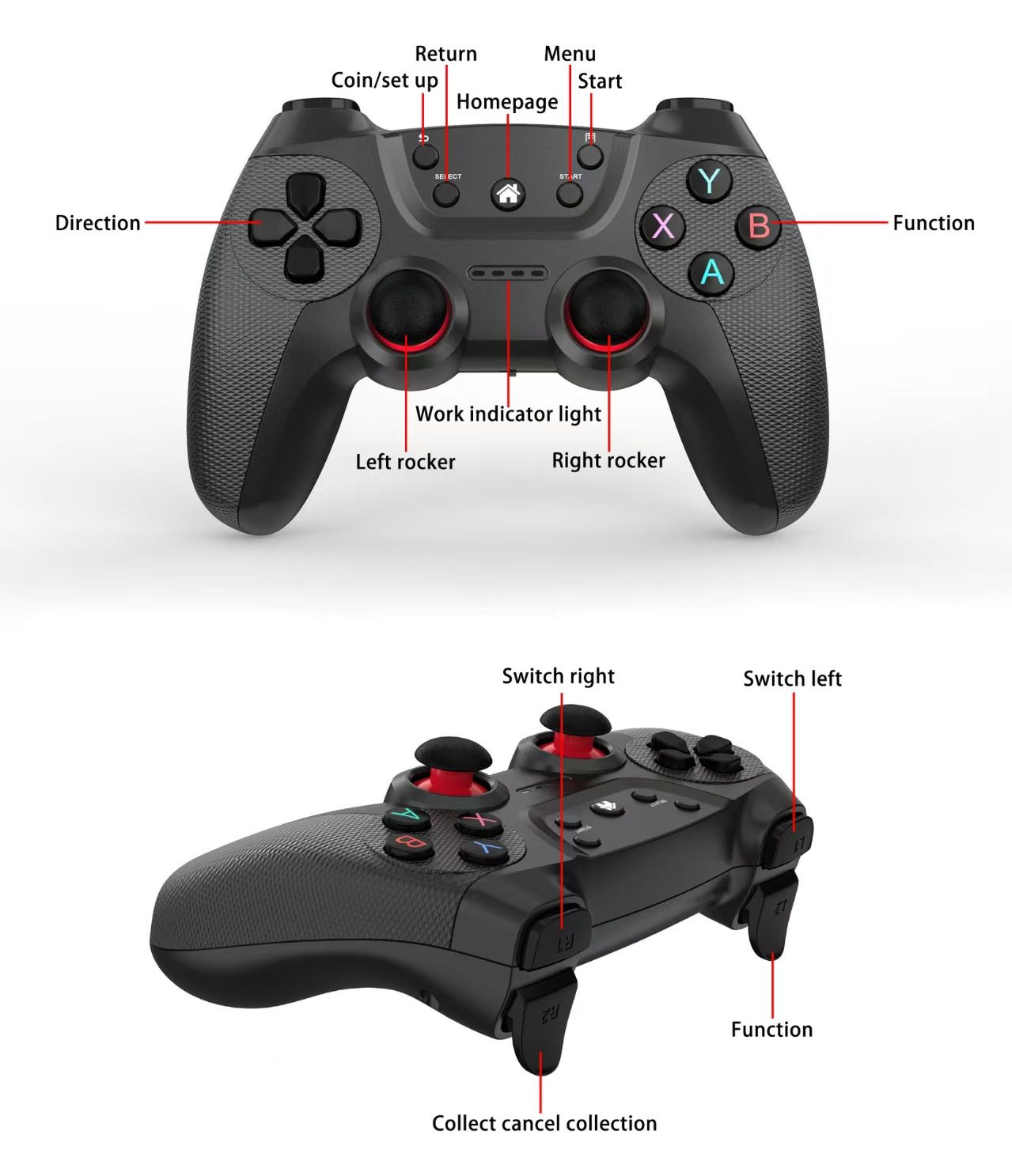One factory Emuelec Android TV Box Game Stick 2.4G Computer Wireless Controller Double player One to Two Charging Model