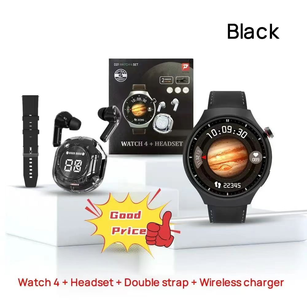 One factory  New smartwatch D21 Bluetooth TWS earphones 2-in-1 Bluetooth calling sports watch Black