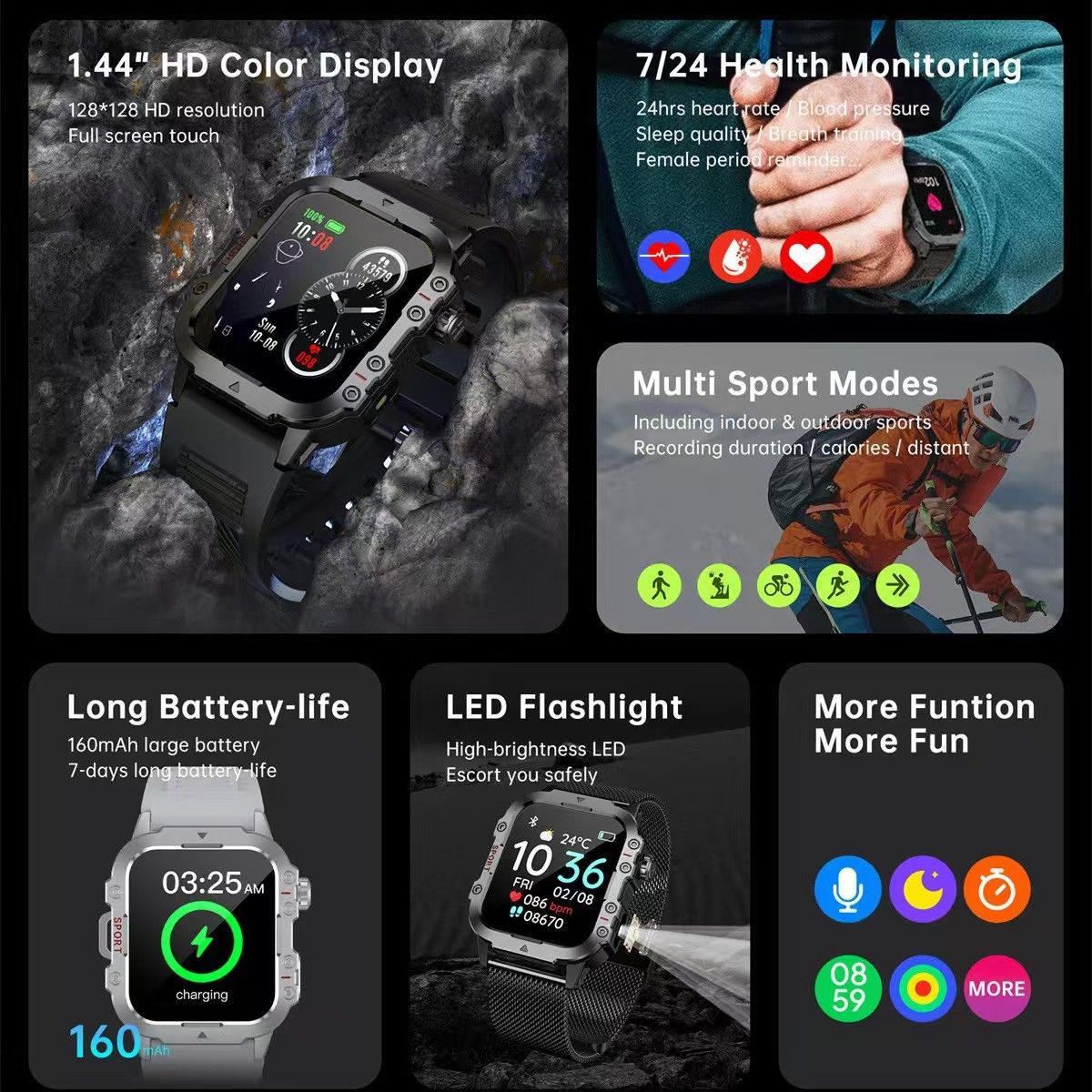 One factory New Men's & Women's Sports Smart Watches Music Player Calorie Fitness Smartwatches Tracker Multiple Modes Compatible With Android/IOS Phones