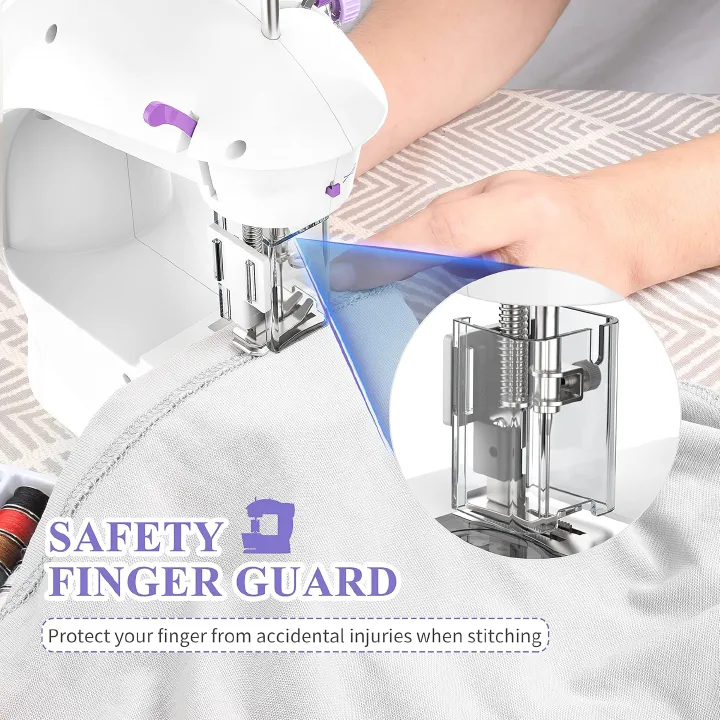 One factory Beginner Sewing Machine Portable Mini Tabletop Foot Pedal Night Light Home Straight Cutting Machine Auto Wrap Sewing Mini Household Items With Sewing Kit Adapter and Extension Table