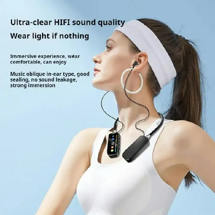 One factory new digital neck hanging wireless sports Earphones Bluetooth earphones for sports ultra long battery life standby ear return monitoring card insertion noise reduction comfortable