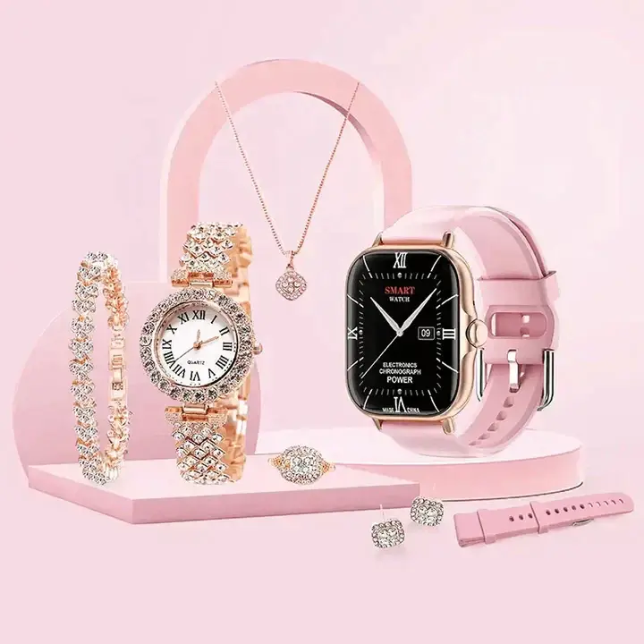 A58plus smart watch Bluetooth call with diamond 2pcs watches gift box set for women's smartwatch GT4 heart rate Monotor sports watch Woman Smartwatch Luxury Ladies Watch Girlfriend Birthday