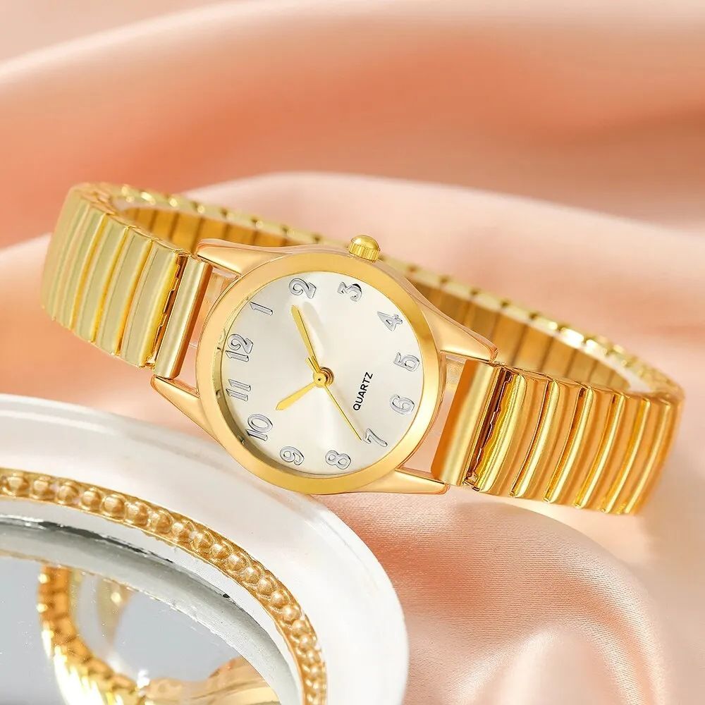 6pcs Women's simple steel band digital watches (no box) classic quartz watches girls fashion accessories watch + love jewelry gift sets wrist watches