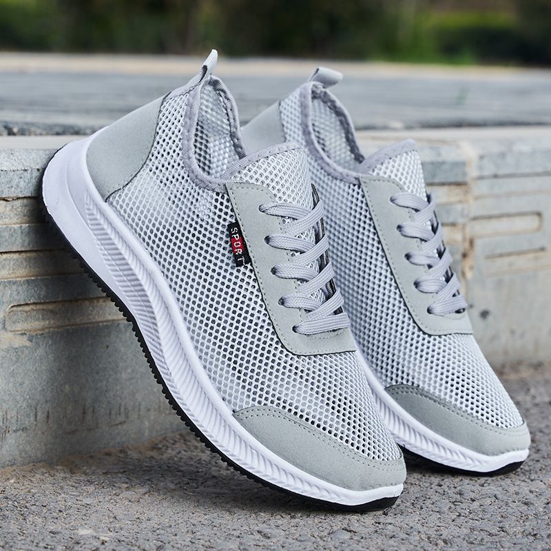 Men's mesh casual shoes sneakers slip-on dad shoes soft soled cloth shoes boy's hollow out sandal fashion single shoes sports running shoes
