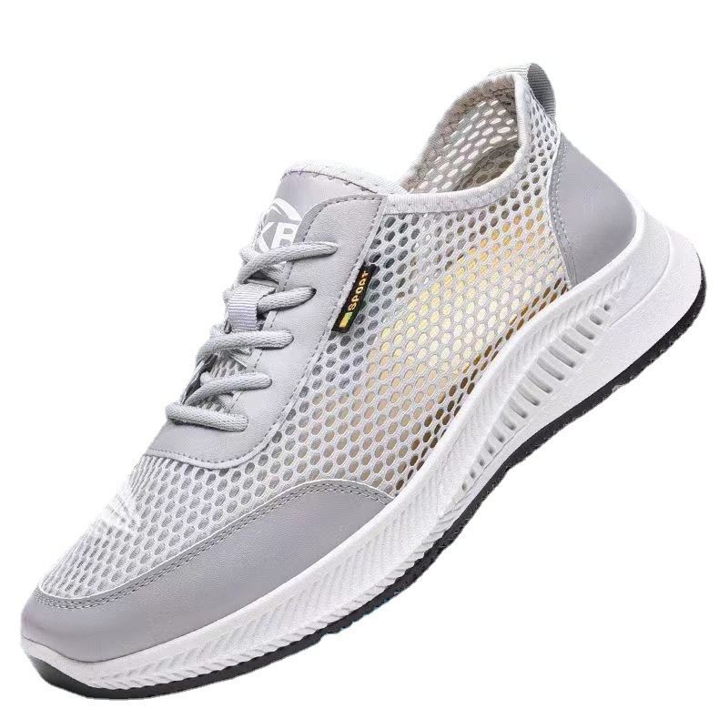 Men's mesh casual shoes sneakers slip-on dad shoes soft soled cloth shoes boy's hollow out sandal fashion single shoes sports running shoes