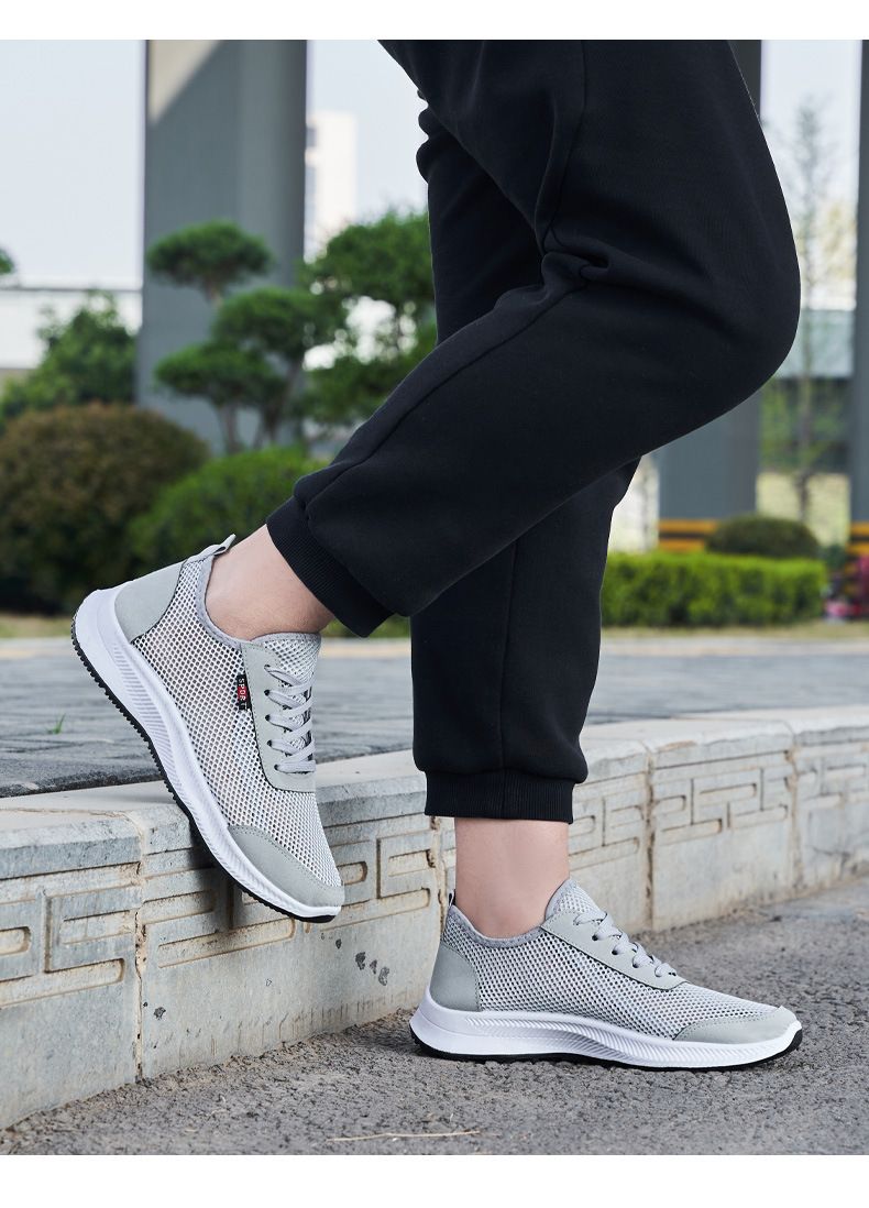Men's mesh casual shoes sneakers slip-on dad shoes soft soled cloth shoes boy's hollow out sandal fashion single shoes sports running shoes
