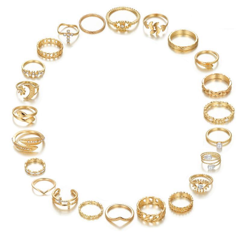 23PC women's jewelry Ring set women's multi-articular rings Ladies fashion accessories ring girls Jewelry ring set students  geometric shape ring