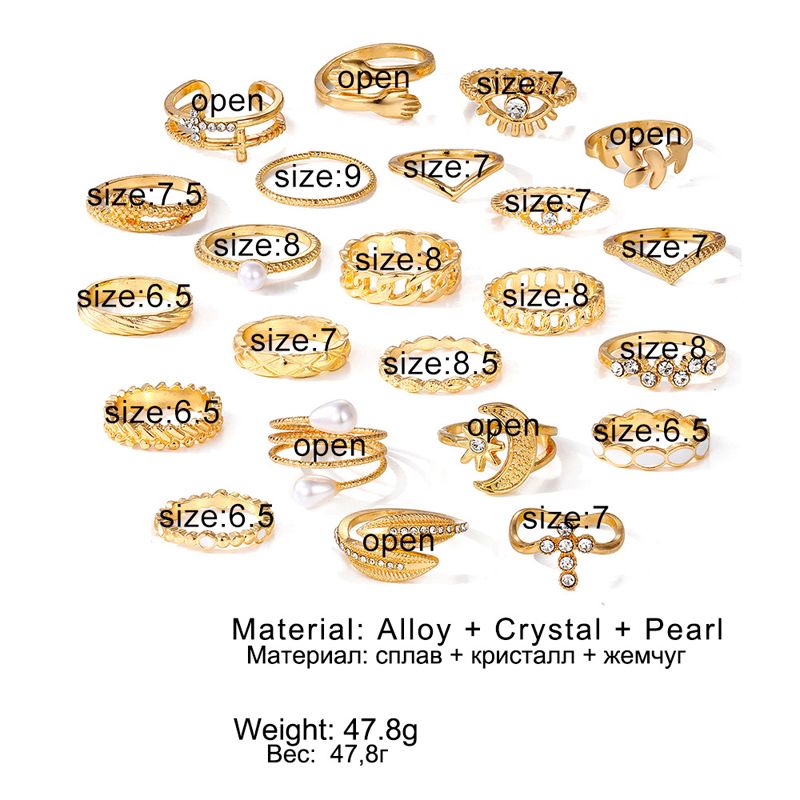 23PC women's jewelry Ring set women's multi-articular rings Ladies fashion accessories ring girls Jewelry ring set students  geometric shape ring