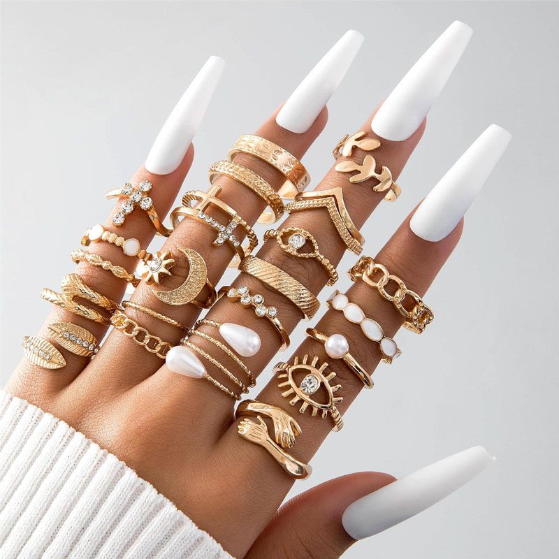 23PC women's jewelry Ring set women's multi-articular rings Ladies fashion accessories ring girls Jewelry ring set students  geometric shape ring