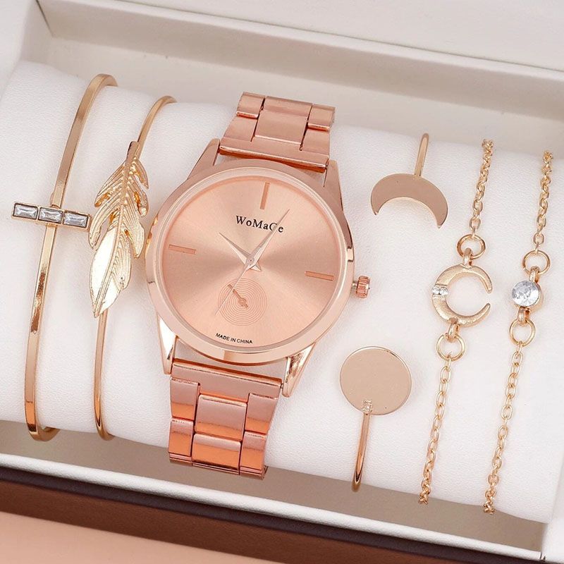 6PC Women's fashion accessories watches（no box）Ladies Watch Girls Business Quartz Watch Students Watch Bracelet sets jewelry gift sets