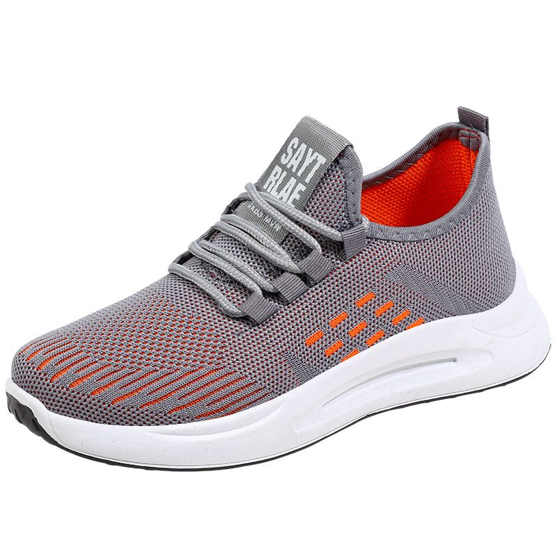 Women's shoes casual sports shoes students shoes sneaker running shoes ladies' fly woven single shoes gym girls fashion athletic shoes Mother soft sole shoes Grey,EU39