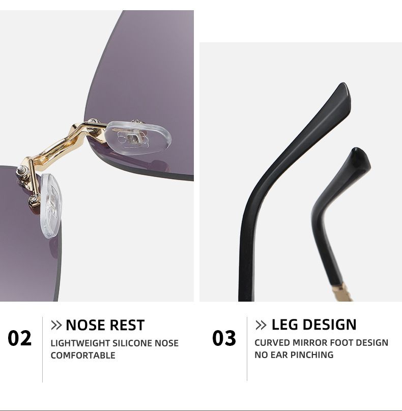 New arrivals women's butterfly shape diamond rimless sunglasses ladies' fashion personality exaggerated sunglasses girls sunglasses