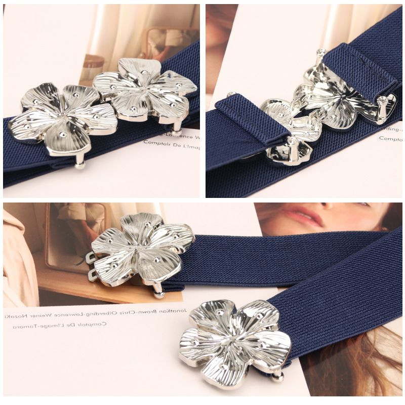 Women's Fashion Floral Buckle Belts Ladies Elastic Belt Girls Decorative dress Coat Belt Ladies waist waist belt