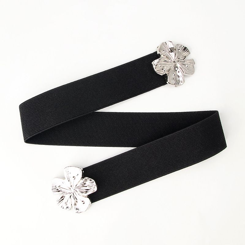 Women's Fashion Floral Buckle Belts Ladies Elastic Belt Girls Decorative dress Coat Belt Ladies waist waist belt