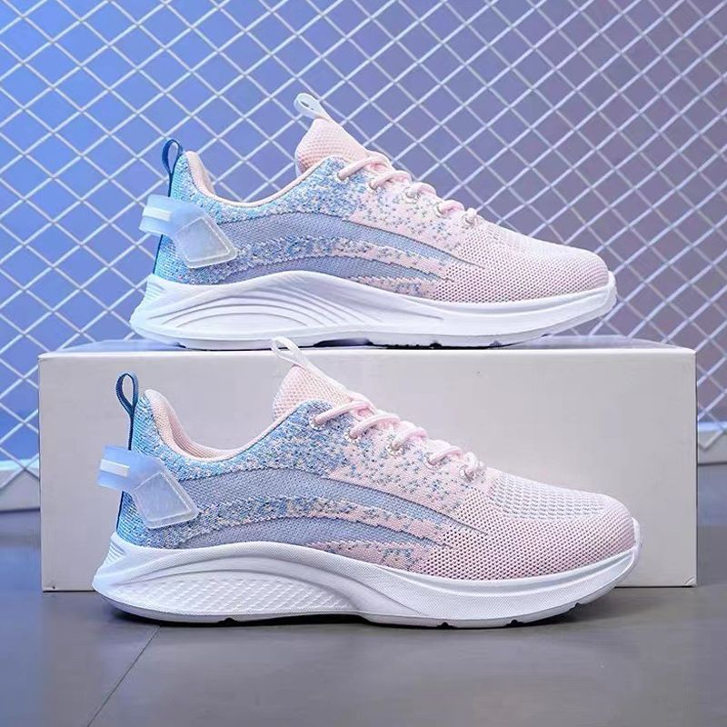 Women's Fashion sneakers Women's Casual Running shoes Girls Fitness Yoga Shoes Flat Sports shoes athletic Students mesh shoes Fly mesh shoes Pink,EU39