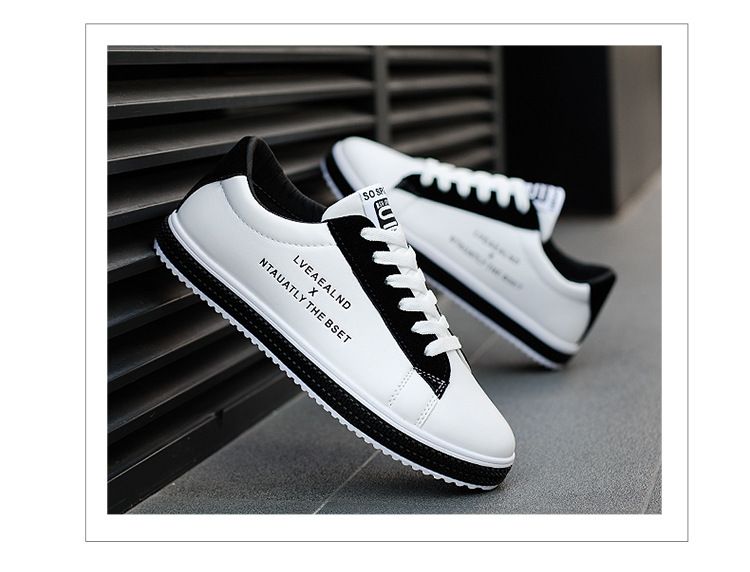 Men's low-top casual PU artificial leather shoes Boys sports shoes fashion running shoes driving shoes students single shoes athletic skateboarding shoes sneakers