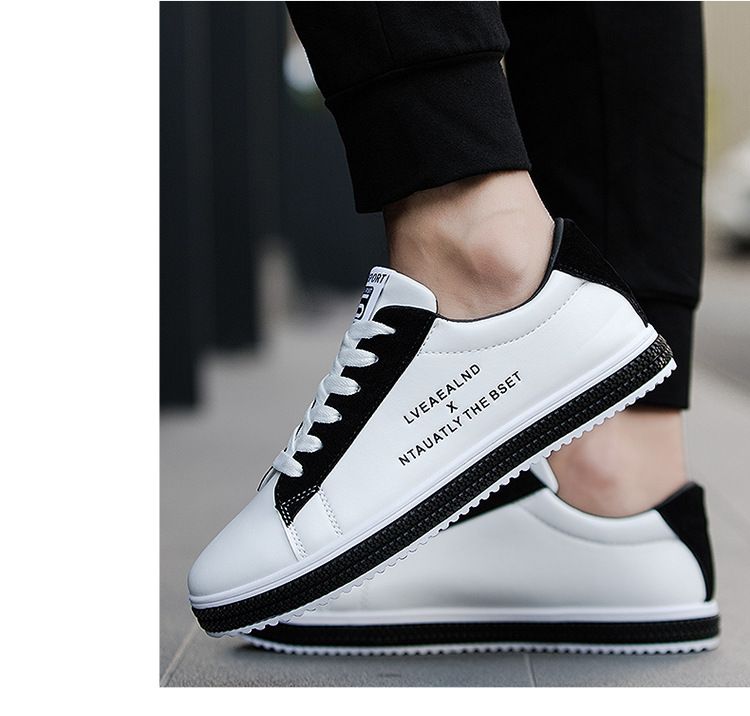 Men's low-top casual PU artificial leather shoes Boys sports shoes fashion running shoes driving shoes students single shoes athletic skateboarding shoes sneakers