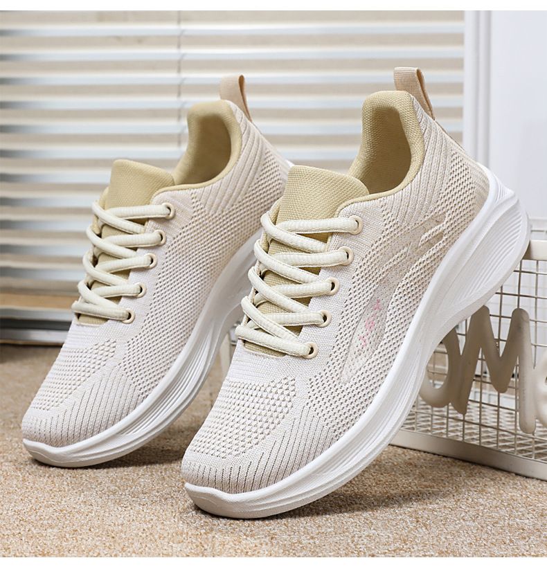 Women's shoes casual sports shoes ladies' breathable fly woven shoes girls fashion athletic shoes running shoes students shoes sneaker gym