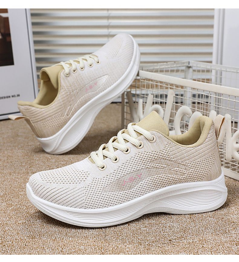 Women's shoes casual sports shoes ladies' breathable fly woven shoes girls fashion athletic shoes running shoes students shoes sneaker gym