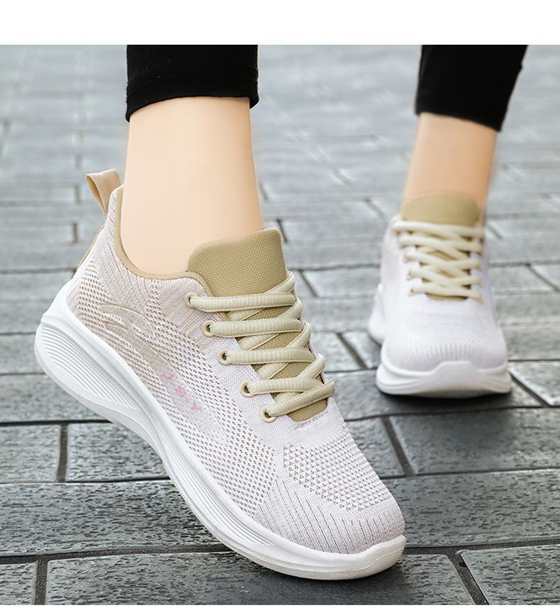 Women's shoes casual sports shoes ladies' breathable fly woven shoes girls fashion athletic shoes running shoes students shoes sneaker gym