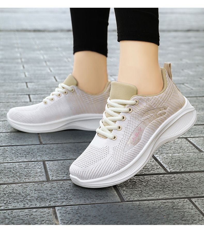 Women's shoes casual sports shoes ladies' breathable fly woven shoes girls fashion athletic shoes running shoes students shoes sneaker gym
