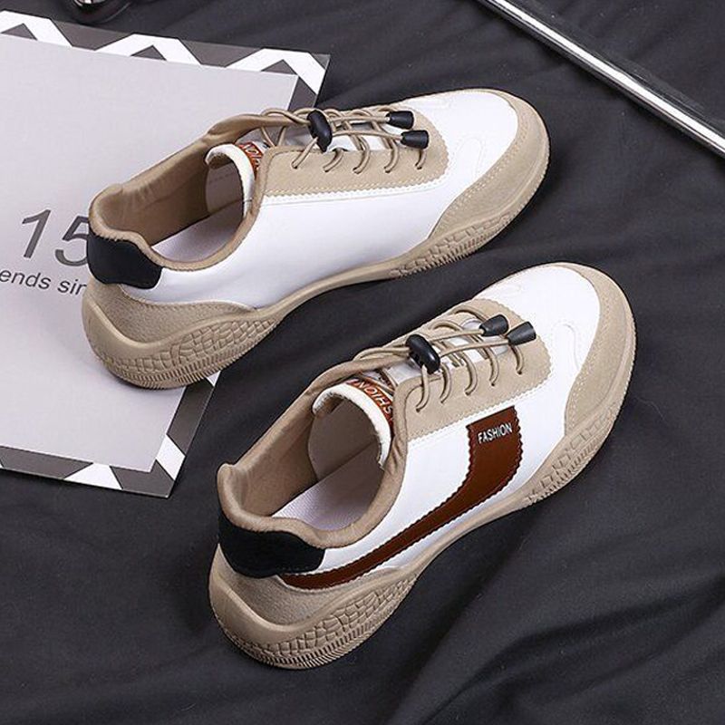 Size 38-41 Women's PU artificial leather shoes ladies running shoes girls board shoes athletic shoes flat fashion casual sports shoes students white shoes Yoga gym shoes