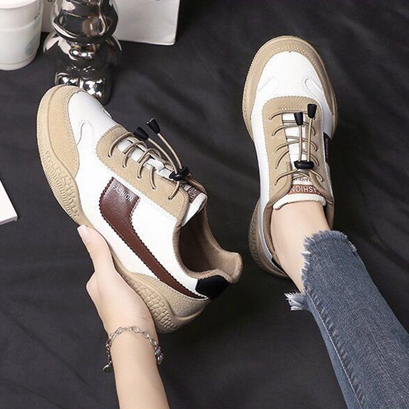 Size 38-41 Women's PU artificial leather shoes ladies running shoes girls board shoes athletic shoes flat fashion casual sports shoes students white shoes Yoga gym shoes