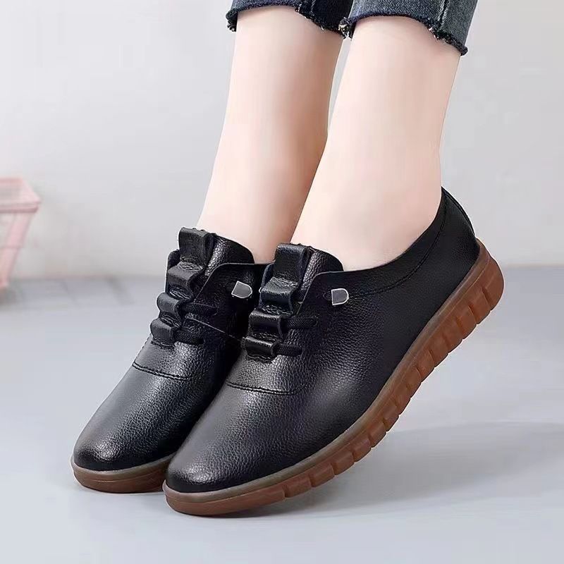 Women's single shoes Ladies flat yoga gym shoes mom shoes students fashion non slip shoes girls bean shoes Loafers casual PU leather shoes