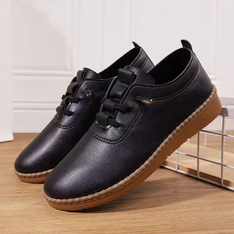Women's single shoes Ladies flat yoga gym shoes mom shoes students fashion non slip shoes girls bean shoes Loafers casual PU leather shoes