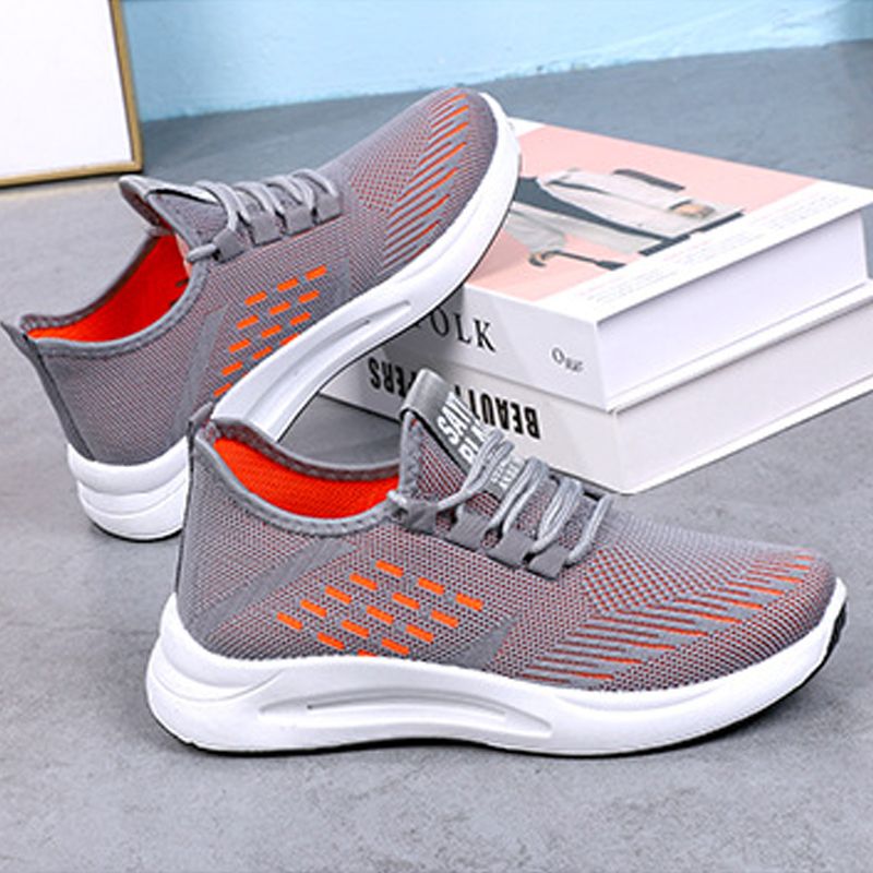 Women's shoes casual sports shoes students shoes sneaker running shoes ladies' fly woven single shoes gym girls fashion athletic shoes Mother soft sole shoes