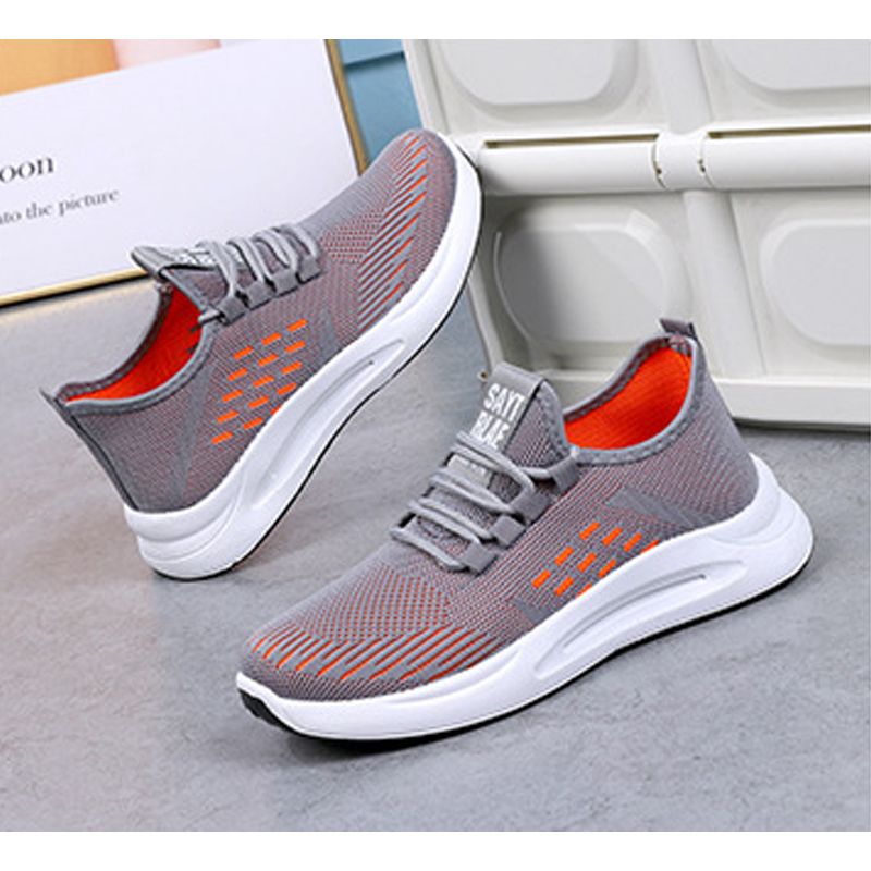 Women's shoes casual sports shoes students shoes sneaker running shoes ladies' fly woven single shoes gym girls fashion athletic shoes Mother soft sole shoes