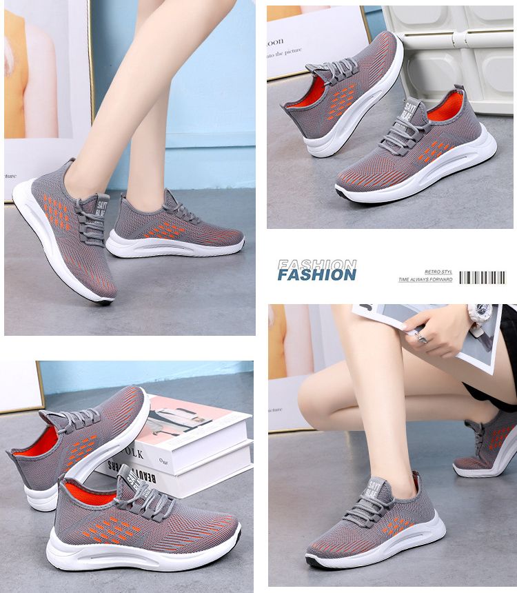 Women's shoes casual sports shoes students shoes sneaker running shoes ladies' fly woven single shoes gym girls fashion athletic shoes Mother soft sole shoes