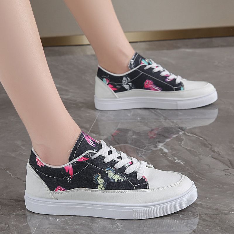 Size 38-41 Women's canvas PU artificial leather shoes ladies running shoes girls simple casual shoes students athletic shoes sports shoes