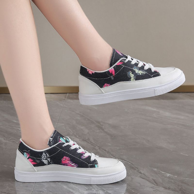 Size 38-41 Women's canvas PU artificial leather shoes ladies running shoes girls simple casual shoes students athletic shoes sports shoes