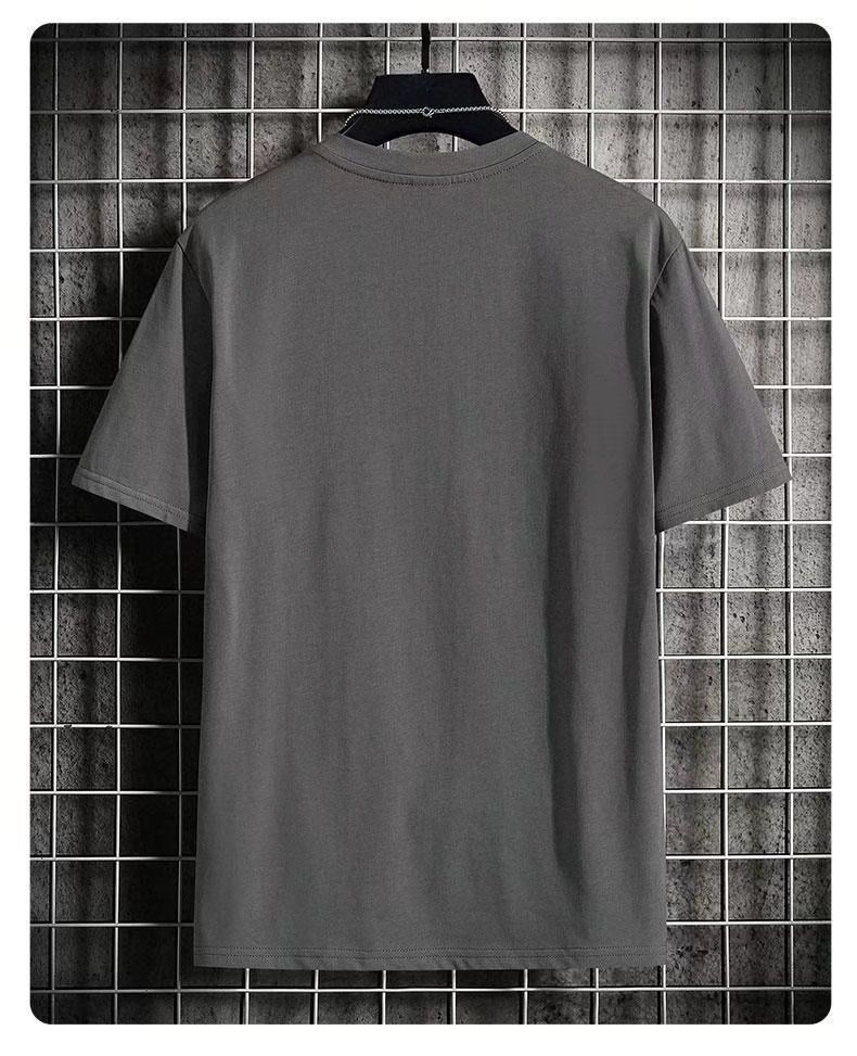 2PC Size M -2XL men's clothes students gray+blue short sleeve clothing boys casual printed round neck slim T-shirt youth tops
