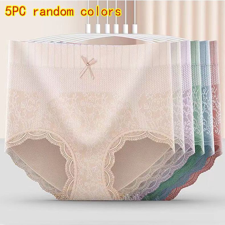 Freyr 5PC colors random courtly style women's lingerie seamless panties Ladies high waist postnatal abdominal retraction briefs Girls soft thin light lace underwear