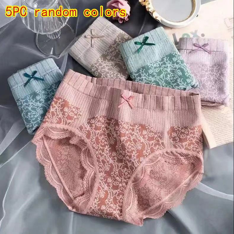 Freyr 5PC colors random courtly style women's lingerie seamless panties Ladies high waist postnatal abdominal retraction briefs Girls soft thin light lace underwear