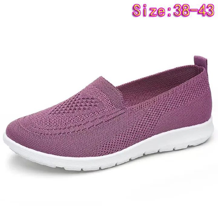 Large size 38-43 Women's purple running shoes single shoes ladies' casual shoes girls' athletic mesh shoes Mom sneaker students Yoga driving shoes