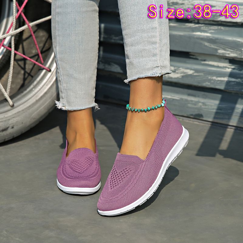 Large size 38-43 Women's purple running shoes single shoes ladies' casual shoes girls' athletic mesh shoes Mom sneaker students Yoga driving shoes