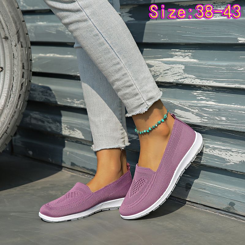 Large size 38-43 Women's purple running shoes single shoes ladies' casual shoes girls' athletic mesh shoes Mom sneaker students Yoga driving shoes