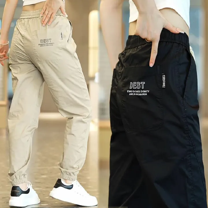 2PC Men's clothes summer super thin ice silk overalls students brand bunched feet sports pants clothing boys loose sweatpants trousers long casual pants