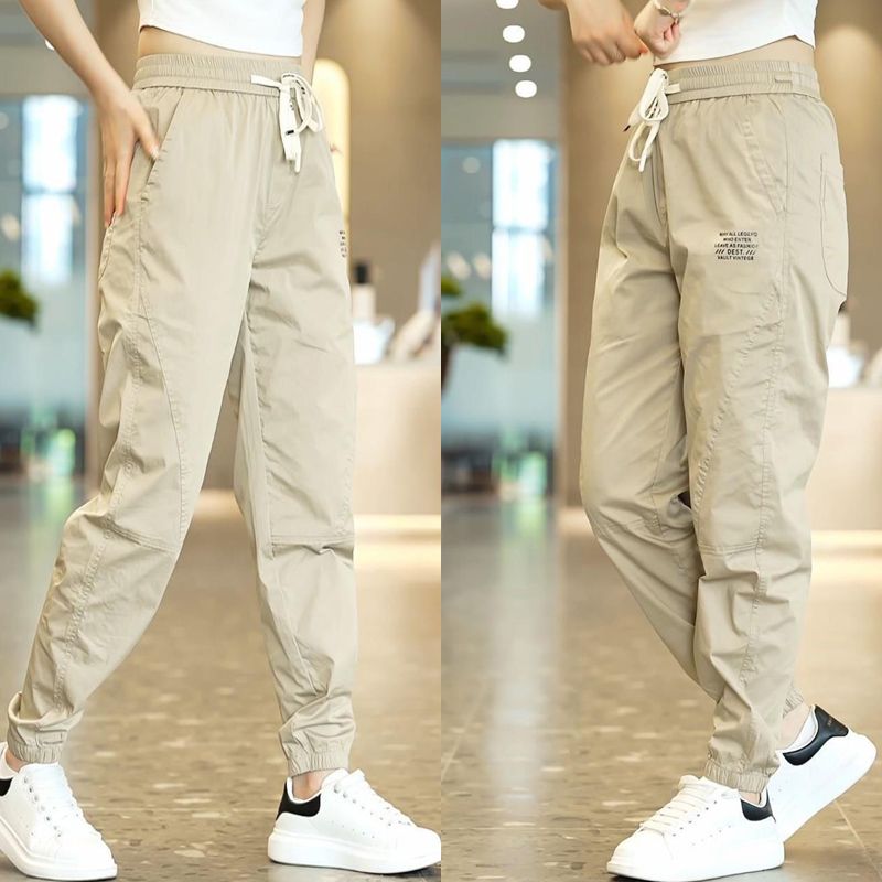 2PC Men's clothes summer super thin ice silk overalls students brand bunched feet sports pants clothing boys loose sweatpants trousers long casual pants