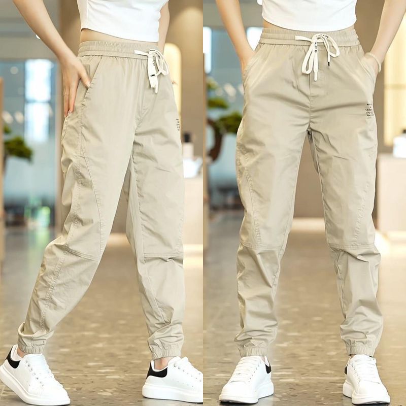 2PC Men's clothes summer super thin ice silk overalls students brand bunched feet sports pants clothing boys loose sweatpants trousers long casual pants
