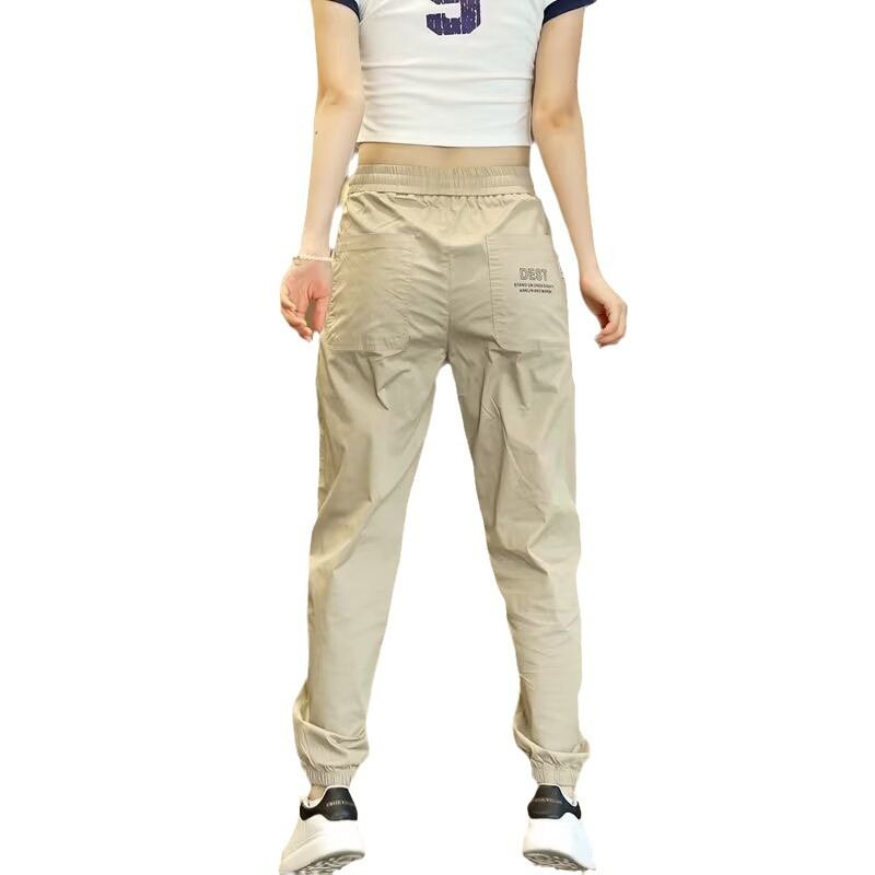 2PC Men's clothes summer super thin ice silk overalls students brand bunched feet sports pants clothing boys loose sweatpants trousers long casual pants