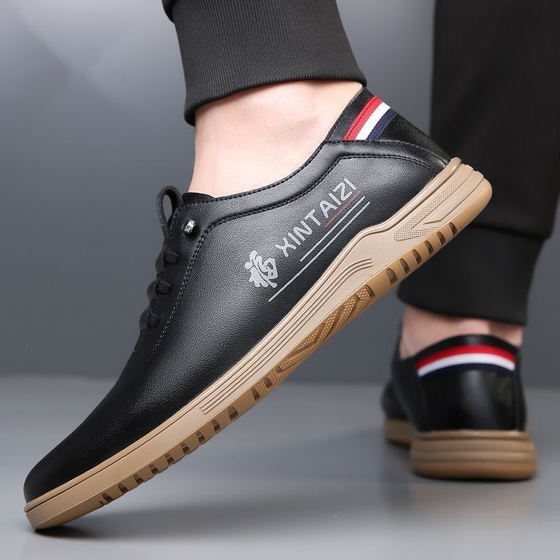 Size 41-44 Men's PU Leather shoes students casual shoes soft artificial leather driving shoes Daddy business shoes non-slip shoes boys fashion single shoes