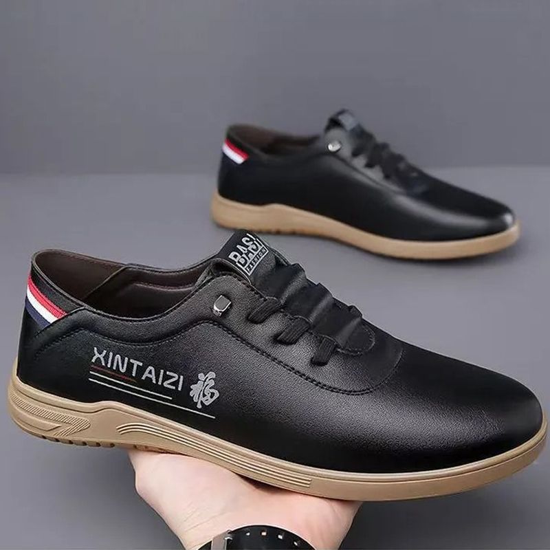 Size 41-44 Men's PU Leather shoes students casual shoes soft artificial leather driving shoes Daddy business shoes non-slip shoes boys fashion single shoes