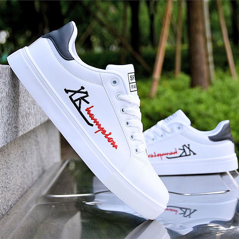 Size 41-44 men's casual PU artificial leather sneakers fashion running shoes Boys white sports driving shoes students single shoes athletic skateboarding shoes