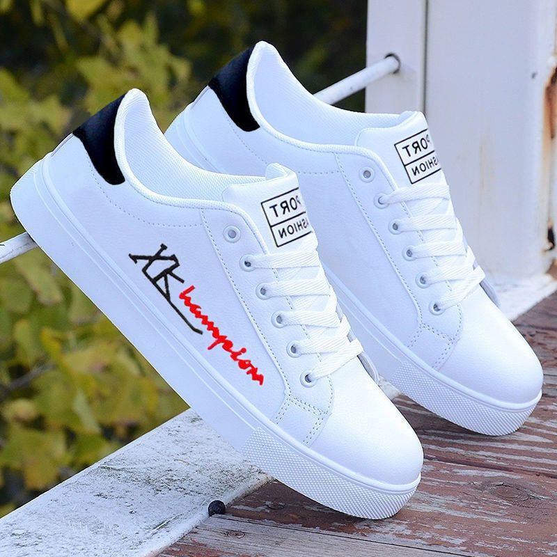 Size 41-44 men's casual PU artificial leather sneakers fashion running shoes Boys white sports driving shoes students single shoes athletic skateboarding shoes