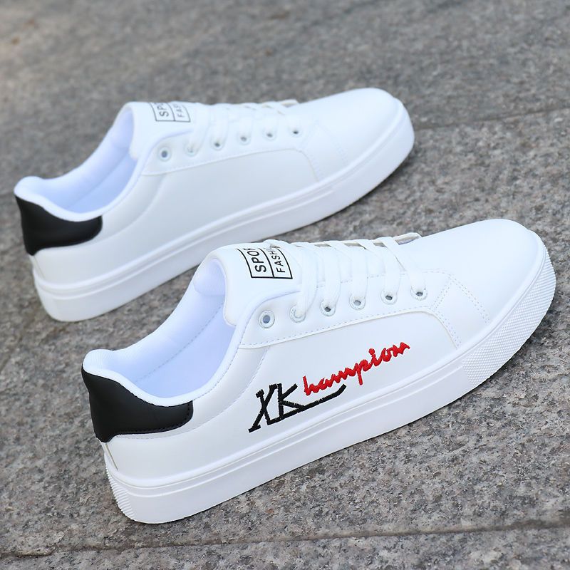 Size 41-44 men's casual PU artificial leather sneakers fashion running shoes Boys white sports driving shoes students single shoes athletic skateboarding shoes